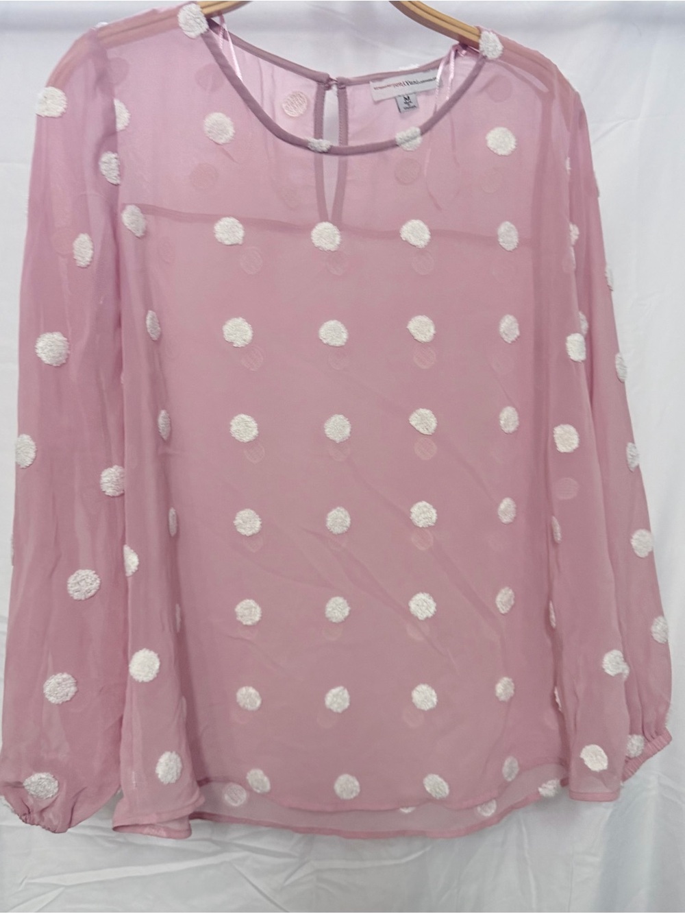 Romantic Pink Polka-Dot Sheer Blouse